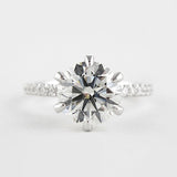 Halo Pave Solitaire Round Cut Moissanite Wedding Ring For Bride