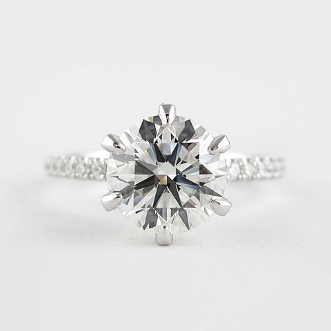 Halo Pave Solitaire Round Cut Moissanite Wedding Ring For Bride