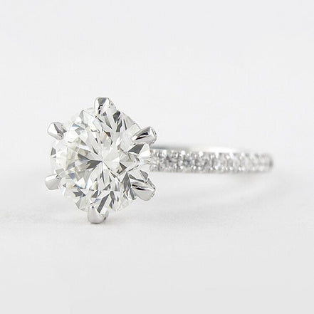 Halo Pave Solitaire Round Cut Moissanite Wedding Ring For Bride
