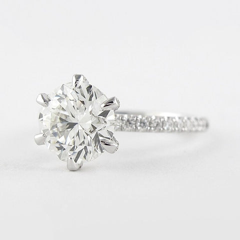 Halo Pave Solitaire Round Cut Moissanite Wedding Ring For Bride