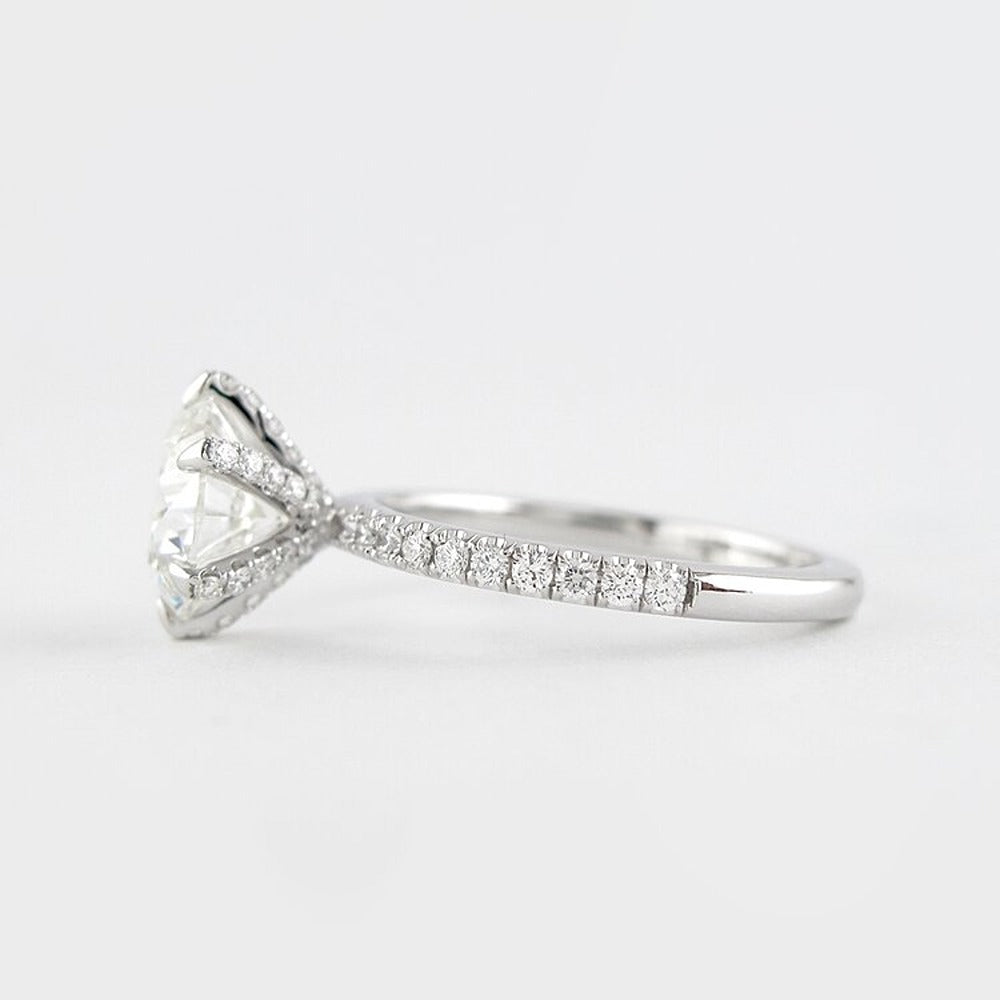 Halo Pave Solitaire Round Cut Moissanite Wedding Ring For Bride