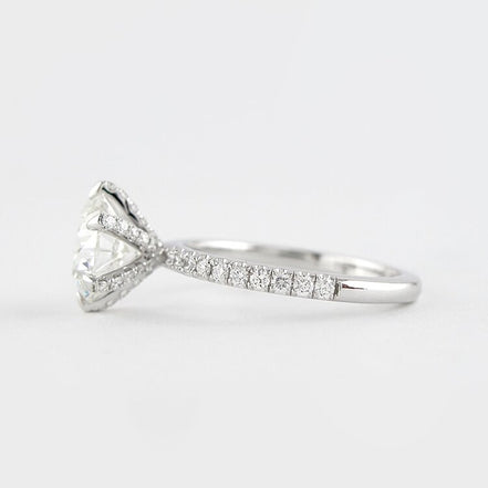 Halo Pave Solitaire Round Cut Moissanite Wedding Ring For Bride