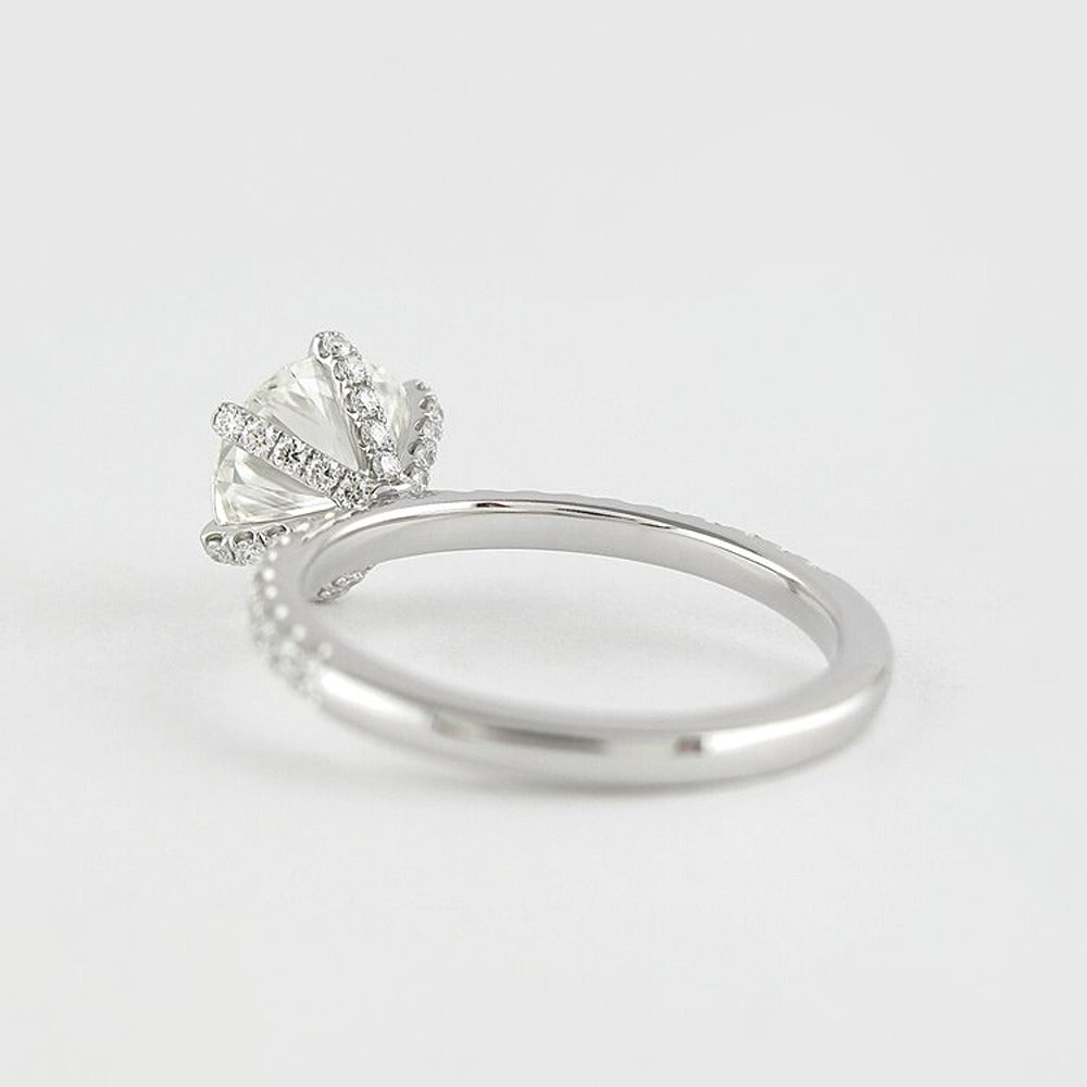 Halo Pave Solitaire Round Cut Moissanite Wedding Ring For Bride