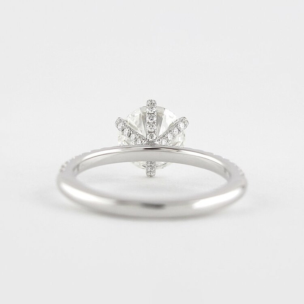 Halo Pave Solitaire Round Cut Moissanite Wedding Ring For Bride