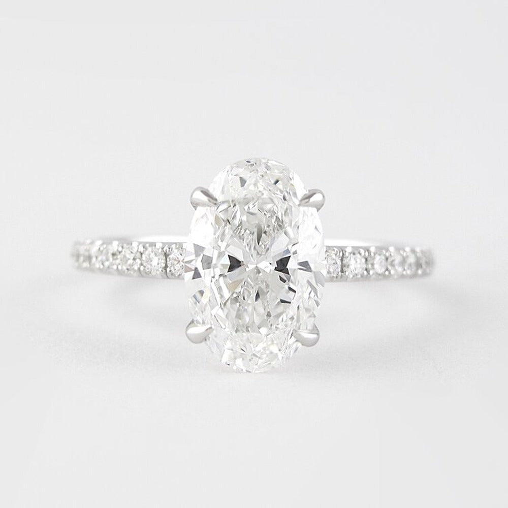 Oval Cut Pave Set Moissanite Diamond Fancy Ring