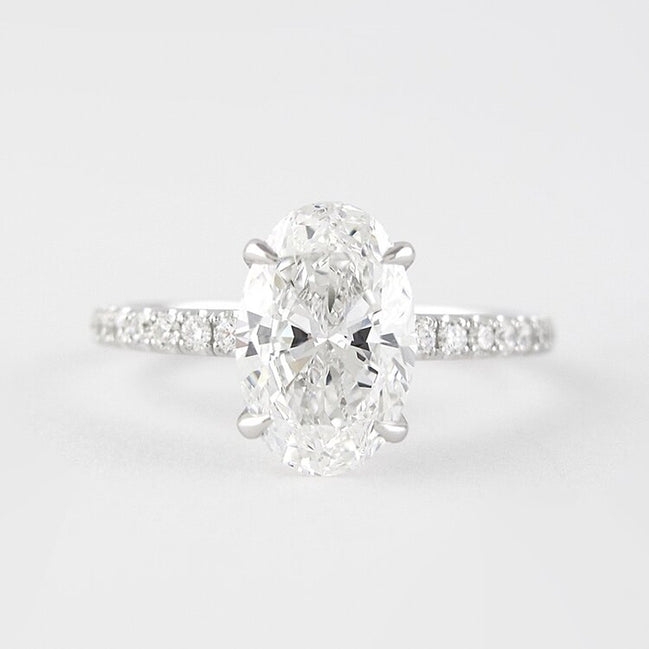 Oval Cut Pave Set Moissanite Diamond Fancy Ring