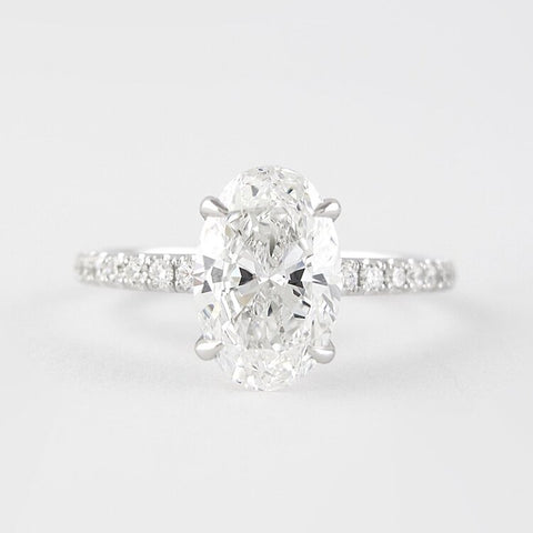 Oval Cut Pave Set Moissanite Diamond Fancy Ring