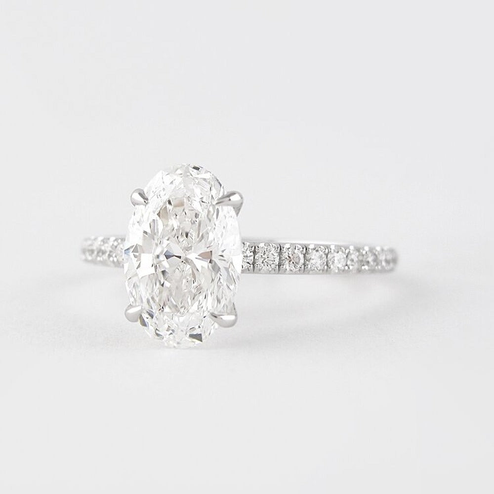 Oval Cut Pave Set Moissanite Diamond Fancy Ring