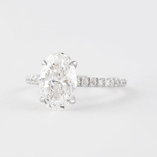 Oval Cut Pave Set Moissanite Diamond Fancy Ring