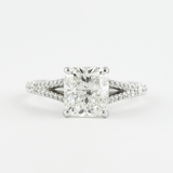 Moissanite Cushion Cut Split Shank Hidden Accent Engagement Ring
