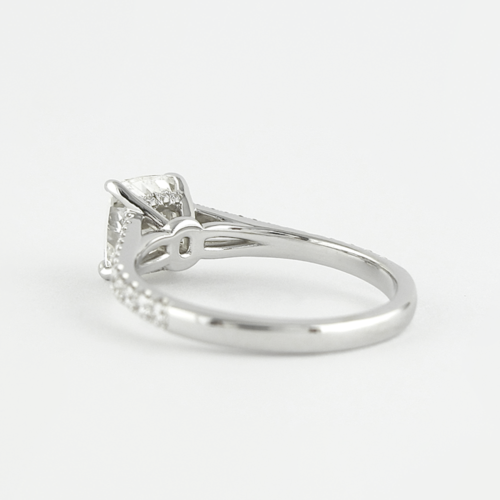 Moissanite Cushion Cut Split Shank Hidden Accent Engagement Ring