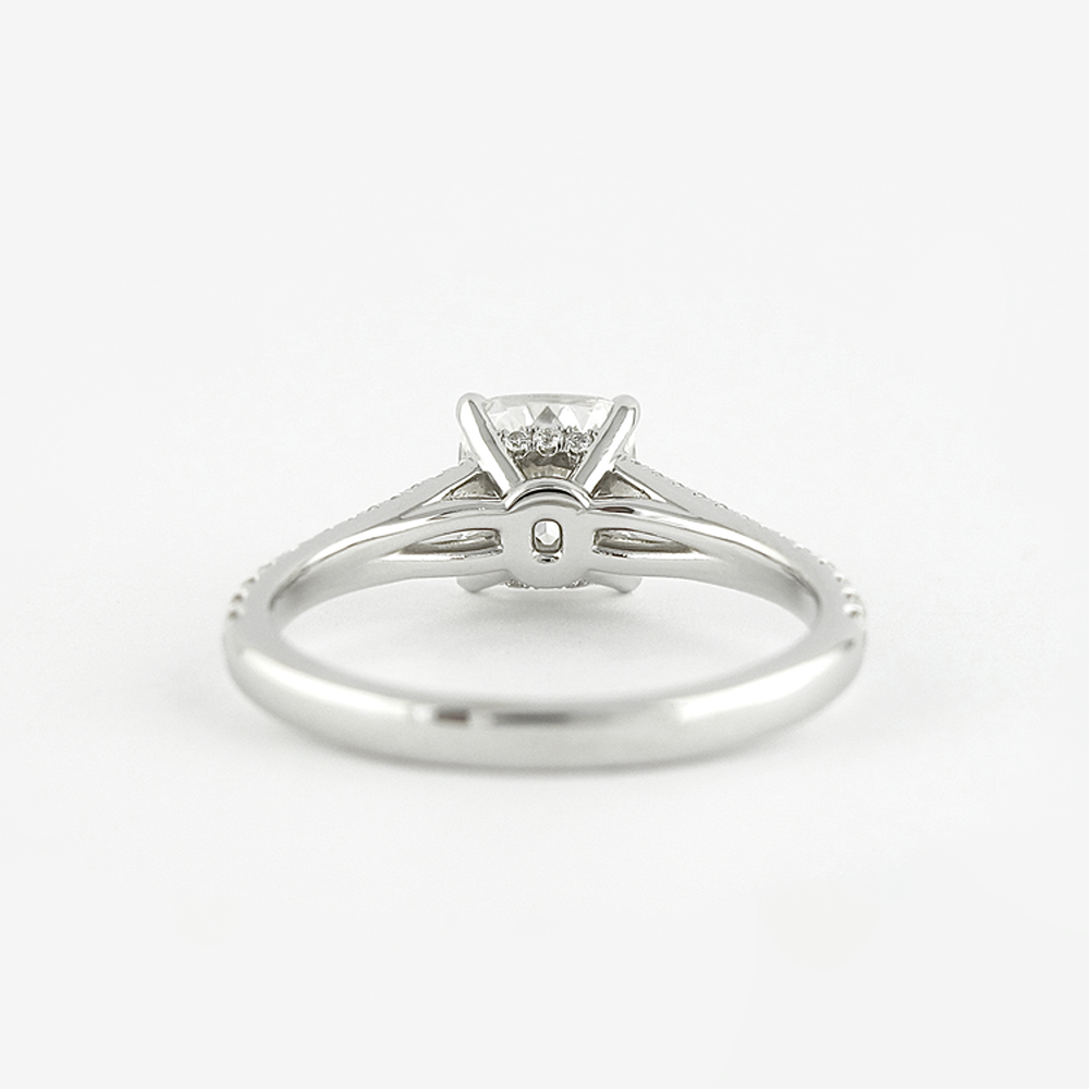 Moissanite Cushion Cut Split Shank Hidden Accent Engagement Ring