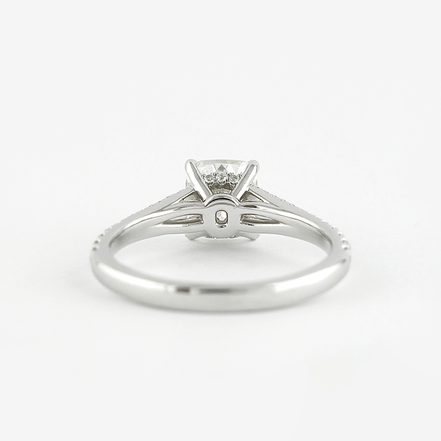 Moissanite Cushion Cut Split Shank Hidden Accent Engagement Ring