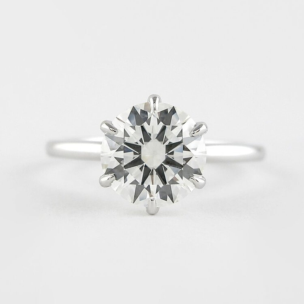 Six Prong Round Cut Solitaire Moissanite Engagement Ring