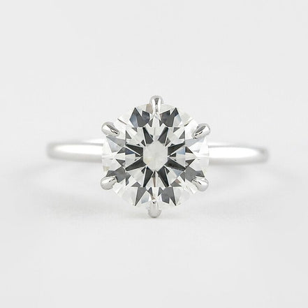 Six Prong Round Cut Solitaire Moissanite Engagement Ring