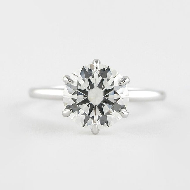 Six Prong Round Cut Solitaire Moissanite Engagement Ring