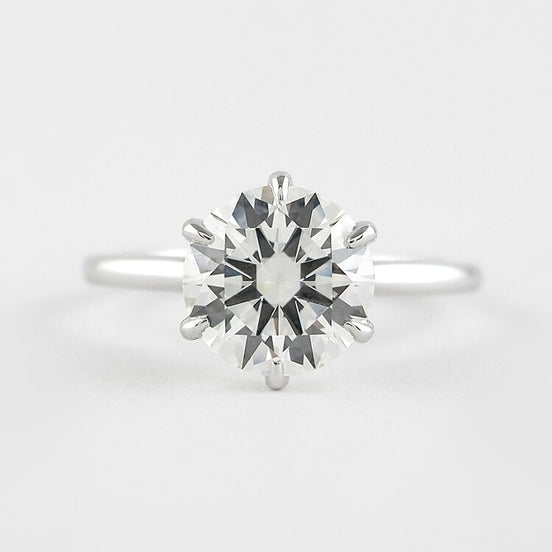 Six Prong Round Cut Solitaire Moissanite Engagement Ring