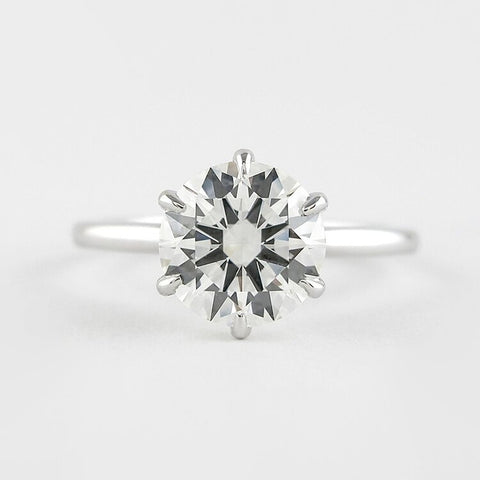 Six Prong Round Cut Solitaire Moissanite Engagement Ring