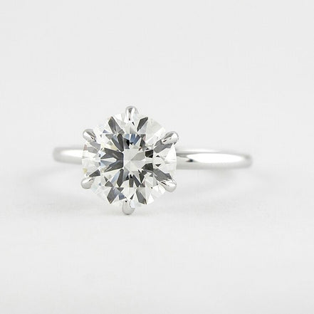 Six Prong Round Cut Solitaire Moissanite Engagement Ring