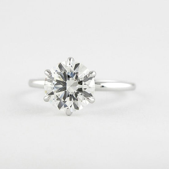Six Prong Round Cut Solitaire Moissanite Engagement Ring