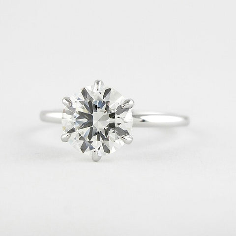 Six Prong Round Cut Solitaire Moissanite Engagement Ring