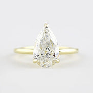 Pear Cut Hidden Halo Moissanite Engagement Wedding Ring