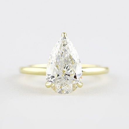 Hidden Halo Moissanite Pear Cut Wedding Ring
