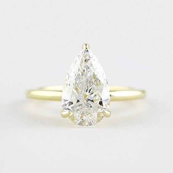 Hidden Halo Moissanite Pear Cut Wedding Ring