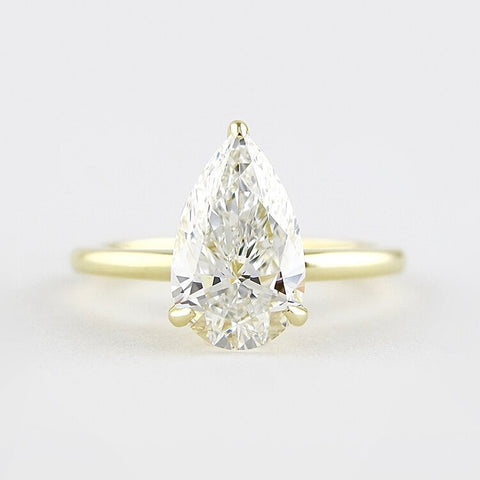 Pear Cut Hidden Halo Moissanite Engagement Wedding Ring