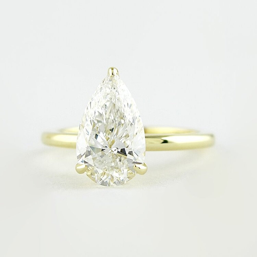 Hidden Halo Moissanite Pear Cut Wedding Ring