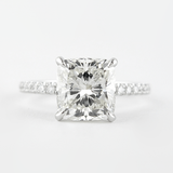 Cushion Cut Hidden Halo VVS1 Moissanite Wedding Ring