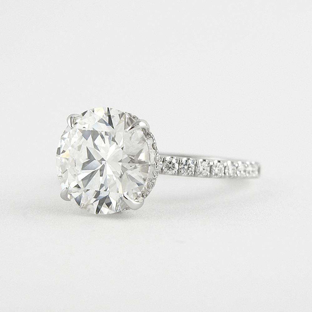 Round Cut Hidden Halo VVS1 Moissanite Ring Gift For Women