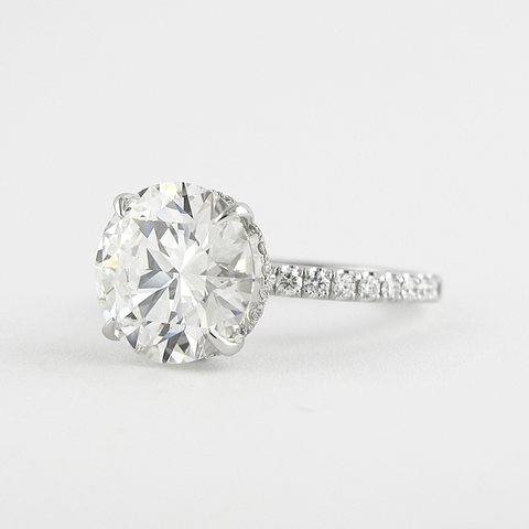 Round Cut Hidden Halo VVS1 Moissanite Ring Gift For Women