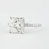 Cushion Cut Hidden Halo VVS1 Moissanite Wedding Ring