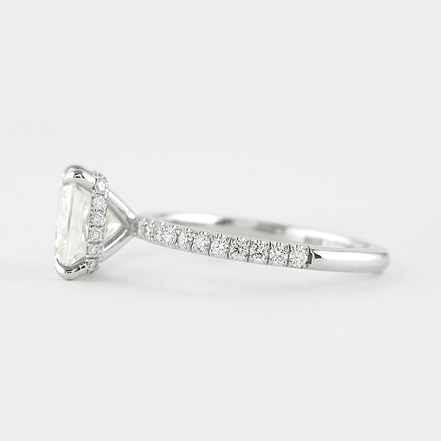 Cushion Cut Hidden Halo VVS1 Moissanite Wedding Ring