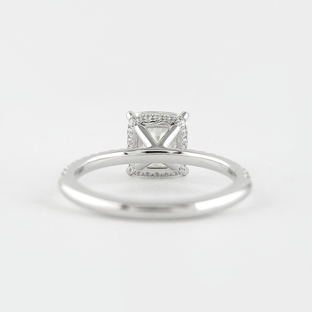 Cushion Cut Hidden Halo VVS1 Moissanite Wedding Ring