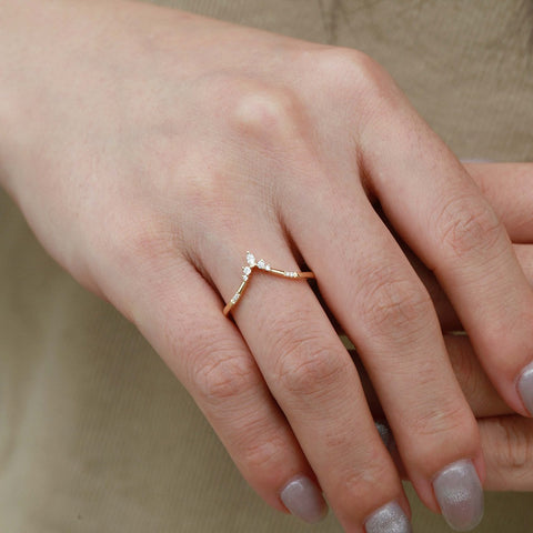 Marquise & Round Cut Chevron Style Moissanite Band