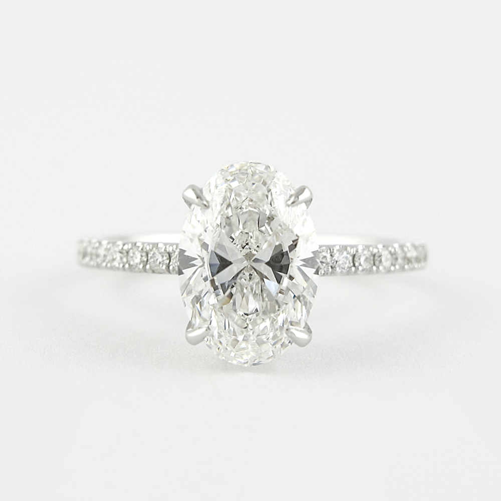 Lab Created Oval Cut Moissnaite Hidden Halo Ring