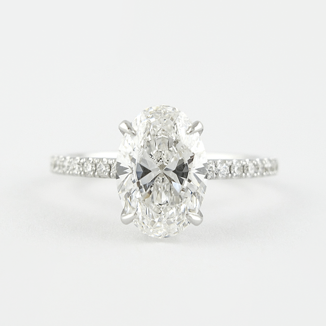 Lab Created Oval Cut Moissnaite Hidden Halo Ring