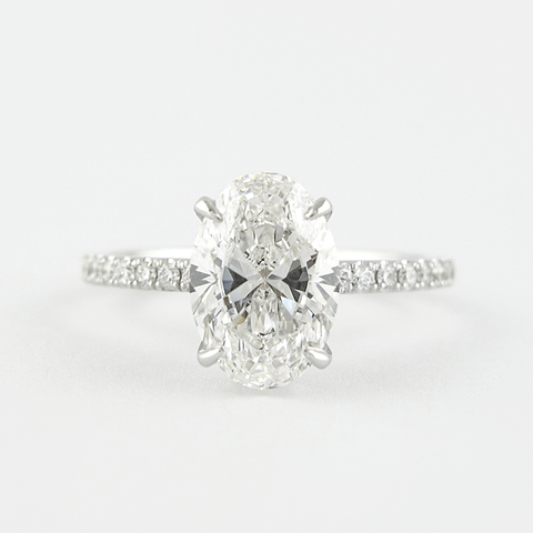 Lab Created Oval Cut Moissnaite Hidden Halo Ring