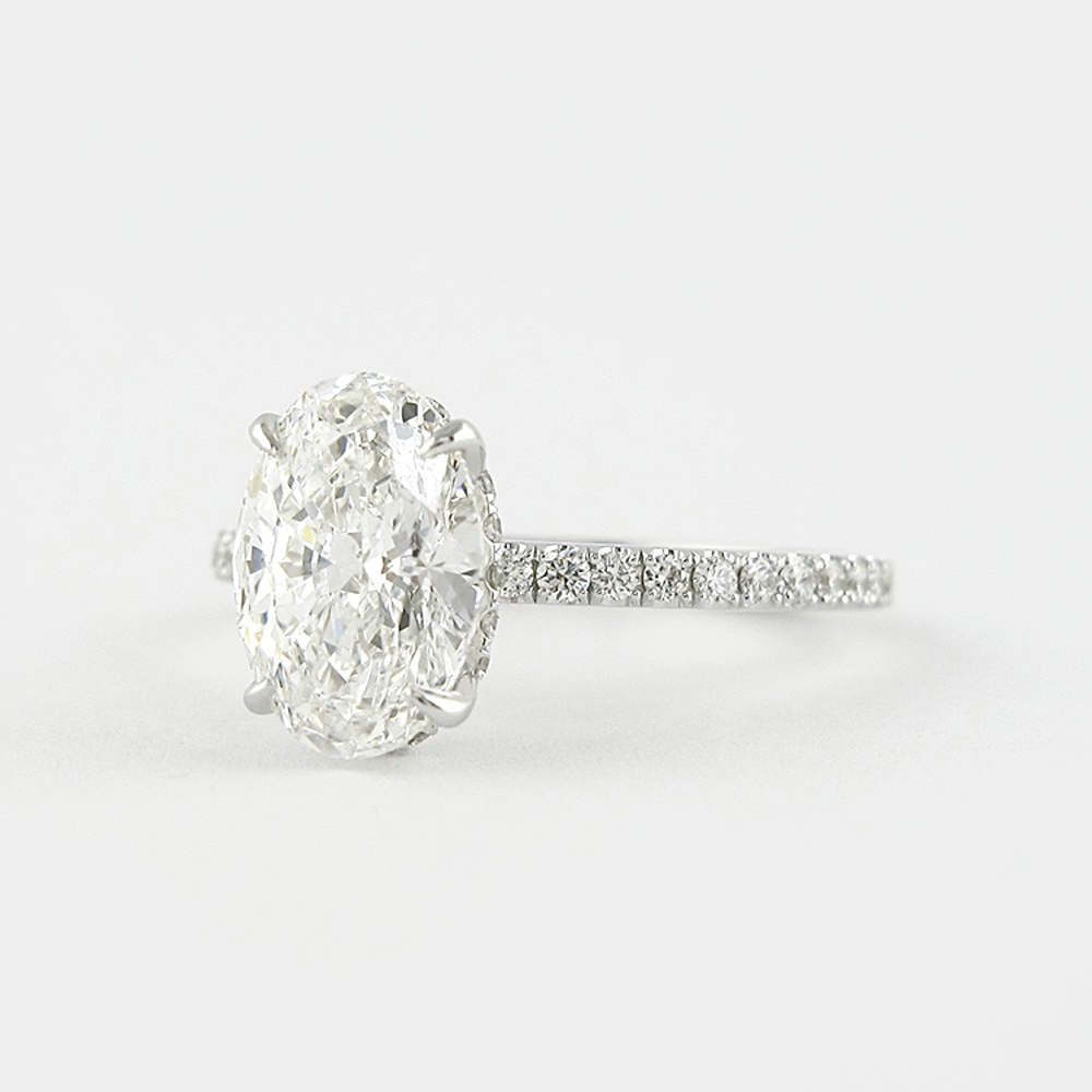 Lab Created Oval Cut Moissnaite Hidden Halo Ring