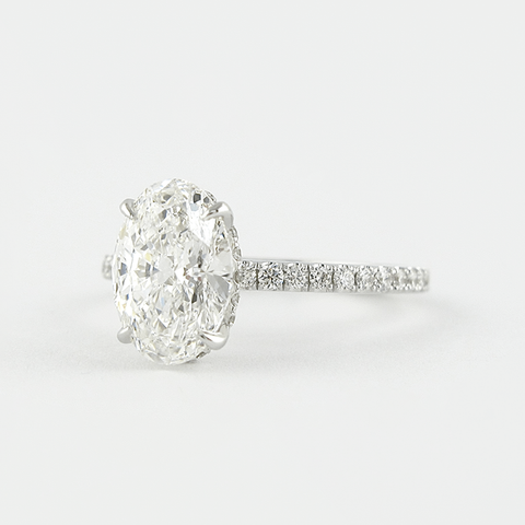 Lab Created Oval Cut Moissnaite Hidden Halo Ring