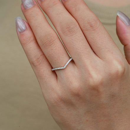Round Cut Chevron Lab Created Moissanite Band For Women