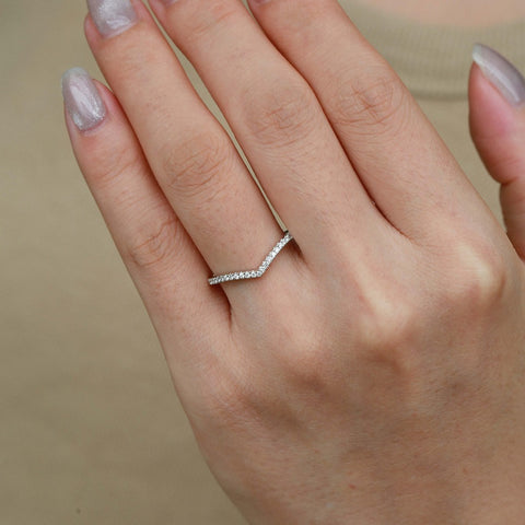 Round Cut Chevron Lab Created Moissanite Band For Women