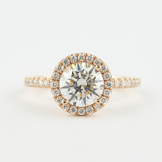 Moissnaite Round Cut Halo Solid Rose Gold Wedding Ring