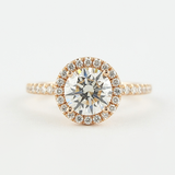 Moissnaite Round Cut Halo Solid Rose Gold Wedding Ring