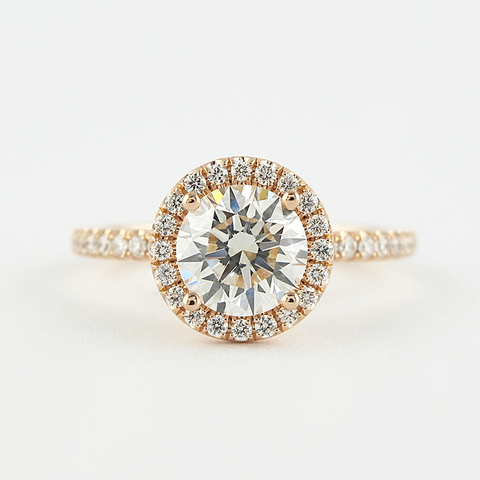 Moissnaite Round Cut Halo Solid Rose Gold Wedding Ring