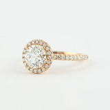 Moissnaite Round Cut Halo Solid Rose Gold Wedding Ring