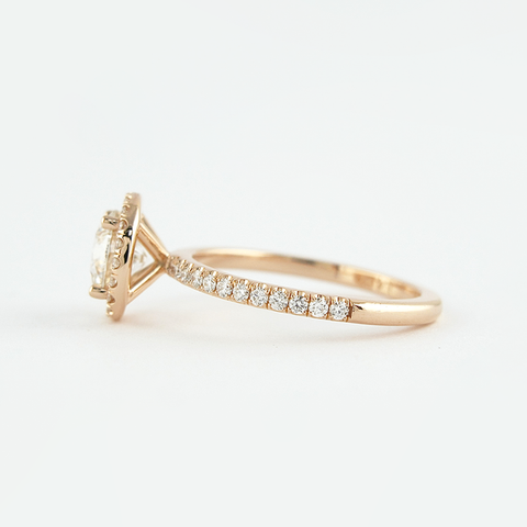 Moissnaite Round Cut Halo Solid Rose Gold Wedding Ring