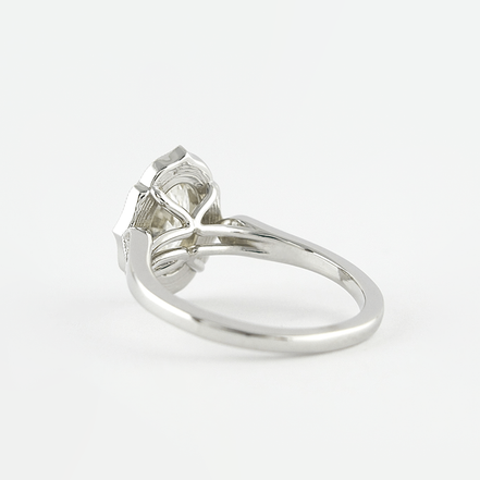 Vintage Halo Art Deco Moissanite Oval Cut Fancy Ring